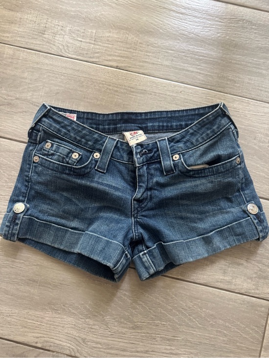True Religion Pants - True Religion Dark Blue Rolled Cuff Denim Shorts